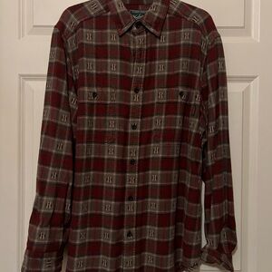 Woolrich Men's Red and Gray Plaid Flannel Shirt